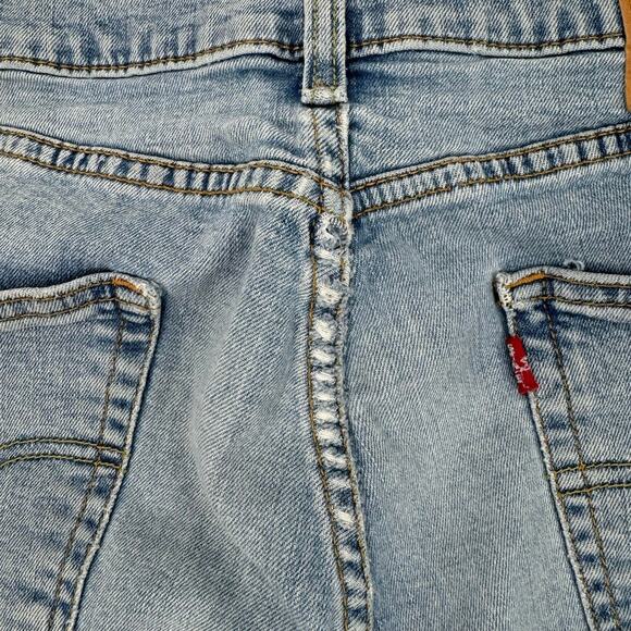 Levi's 511 Light Wash Denim Jean Shorts Womens Size 31 Mid Rise Raw Hem Stretch - Picture 6 of 7